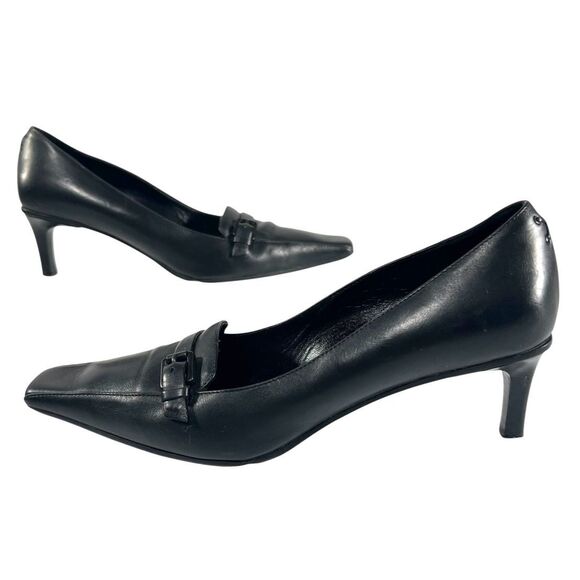 Gucci Slip-On Pumps in EUC !!! Size 37C IT / Sz 7 US Black Leather 2” Heel - Picture 1 of 12